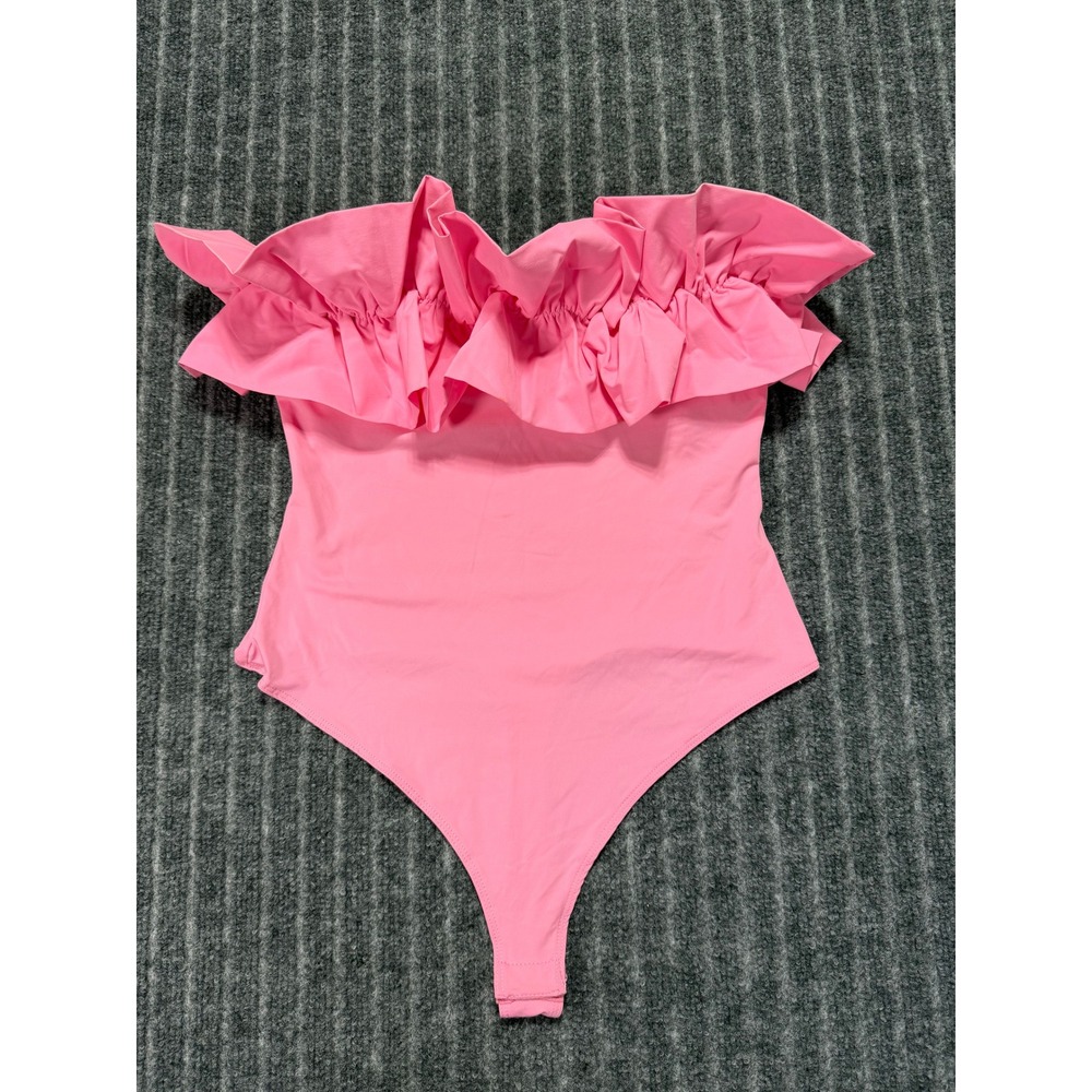 Altar'd State Bodysuit Medium Ruffle Off Shoulder Barbiecore Coquette Girly Chic